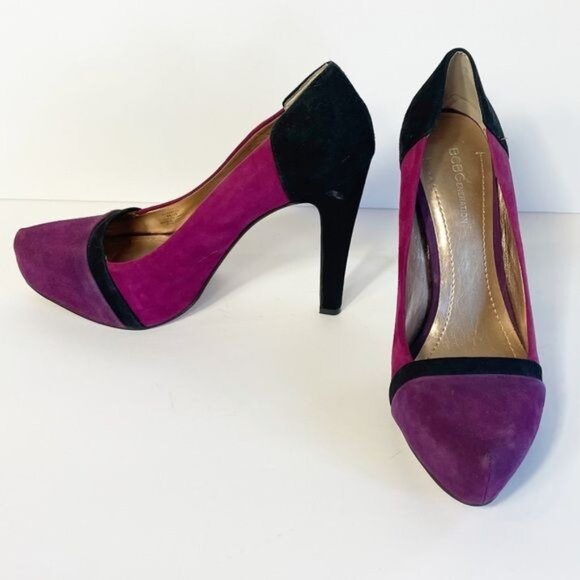 BCBGeneration Perries Suede Purple Black Colorblock High Heels Modern Size 9 - Picture 5 of 10